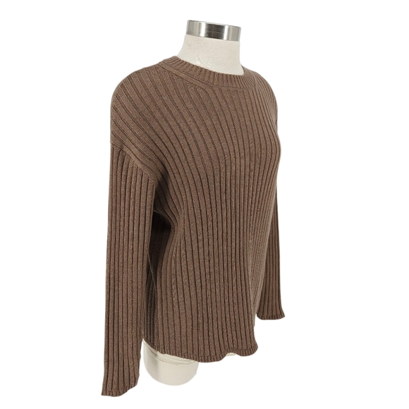 Jessica Simpson Sweater Brown Long Sleeve Rib Knit Pullover Medium - Picture 3 of 9